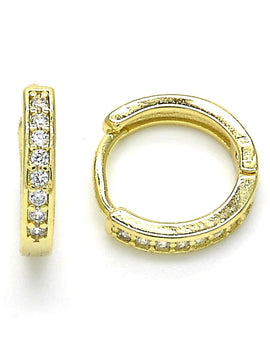 Gold Filled Huggie Hoop, with White Micro Pave