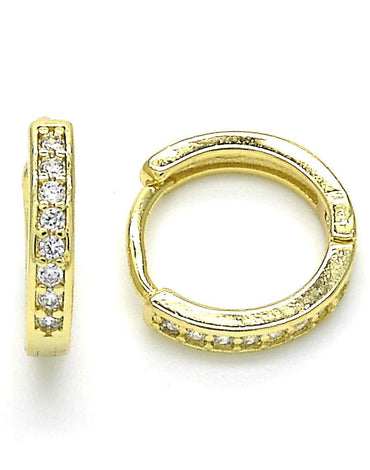 Gold Filled Huggie Hoop, with White Micro Pave