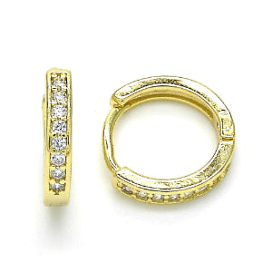 Gold Filled Huggie Hoop, with White Micro Pave