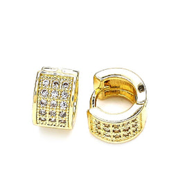 Gold Filled Huggie Hoop, with White Micro Pave