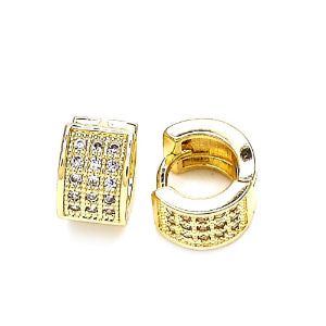 Gold Filled Huggie Hoop, with White Micro Pave