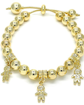 Rolled Gold Adjustable Bolo Bracelet, Gold Filled,  Little Boy Design