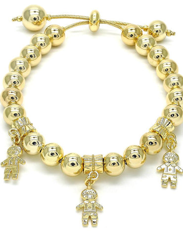 Rolled Gold Adjustable Bolo Bracelet, Gold Filled,  Little Boy Design