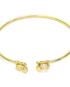 Rolled Gold Bangle, Gold Filled, Butterfly Design, with White Micro Pave