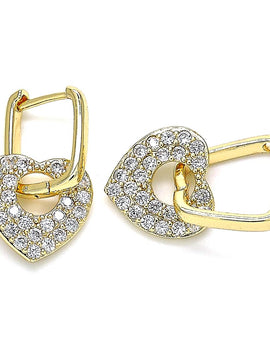 Rolled Gold, Gold Filled Heart and Paperclip Design, with Cubic Zirconia