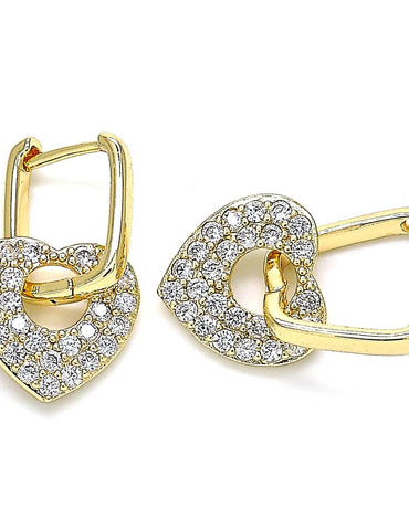 Rolled Gold, Gold Filled Heart and Paperclip Design, with Cubic Zirconia