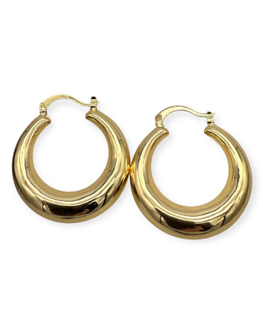 Medium Hoop 30mm Rolled Gold Filled, Hollow Design, Polished