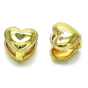 Gold Heart Shaped Huggie Hoop, Gold Filled Chunky Style Design