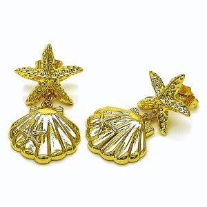 Gold Filled Shell and Star Design Stud Earing
