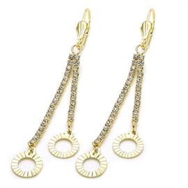 Gold Layered Long Earring with Cubic Zirconia