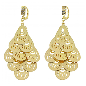 Gold Layered Teardrop Design Chandelier Earring