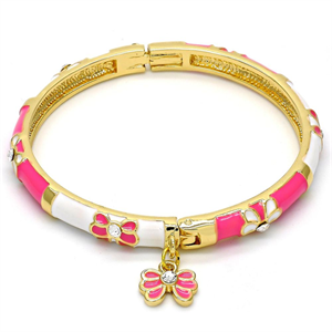 Pink and White Butterfly Design Individual Bangle