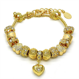Gold Layered Fancy Bracelet with Heart