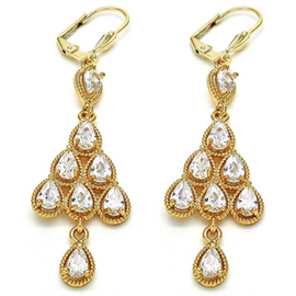 Long Teardrop Design Earring with Cubic Zirconia