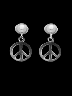 Surgical Stainless Steel Peace Sign Design Stud Earring